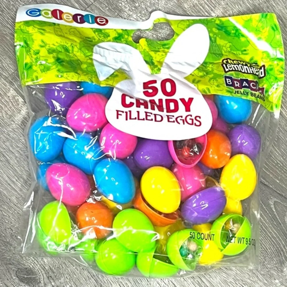 50 Candy Filled Eggs - Bright Multi-Color Plastic Easter Eggs